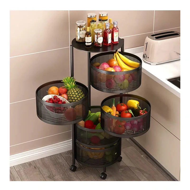 5-Layers Kitchen Storage Rack with Wheels